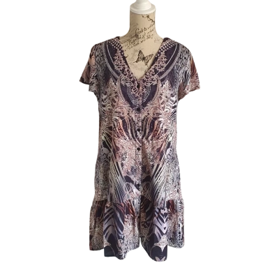 Vine Apparel Womens  Size 10 Shift Dress Black  / Multicoloured BN 