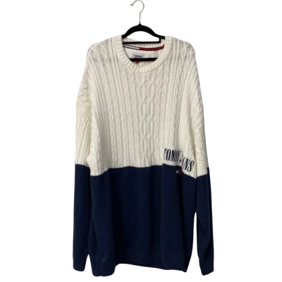 Tommy Jeans Knit Sweater Size L Navy Blue / White 
