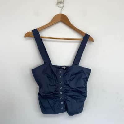 French Connection Navy Blue Button Up Cami Top  Size 12 