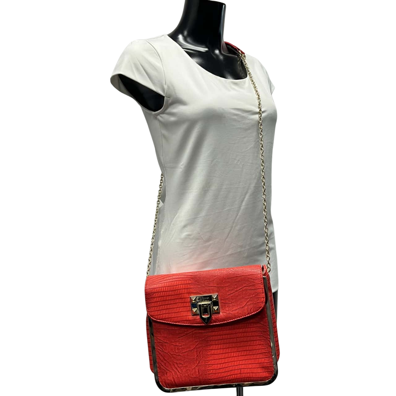 Wayne Cooper Women's Crossbody Hardcase Bag Reptile Coral(s)