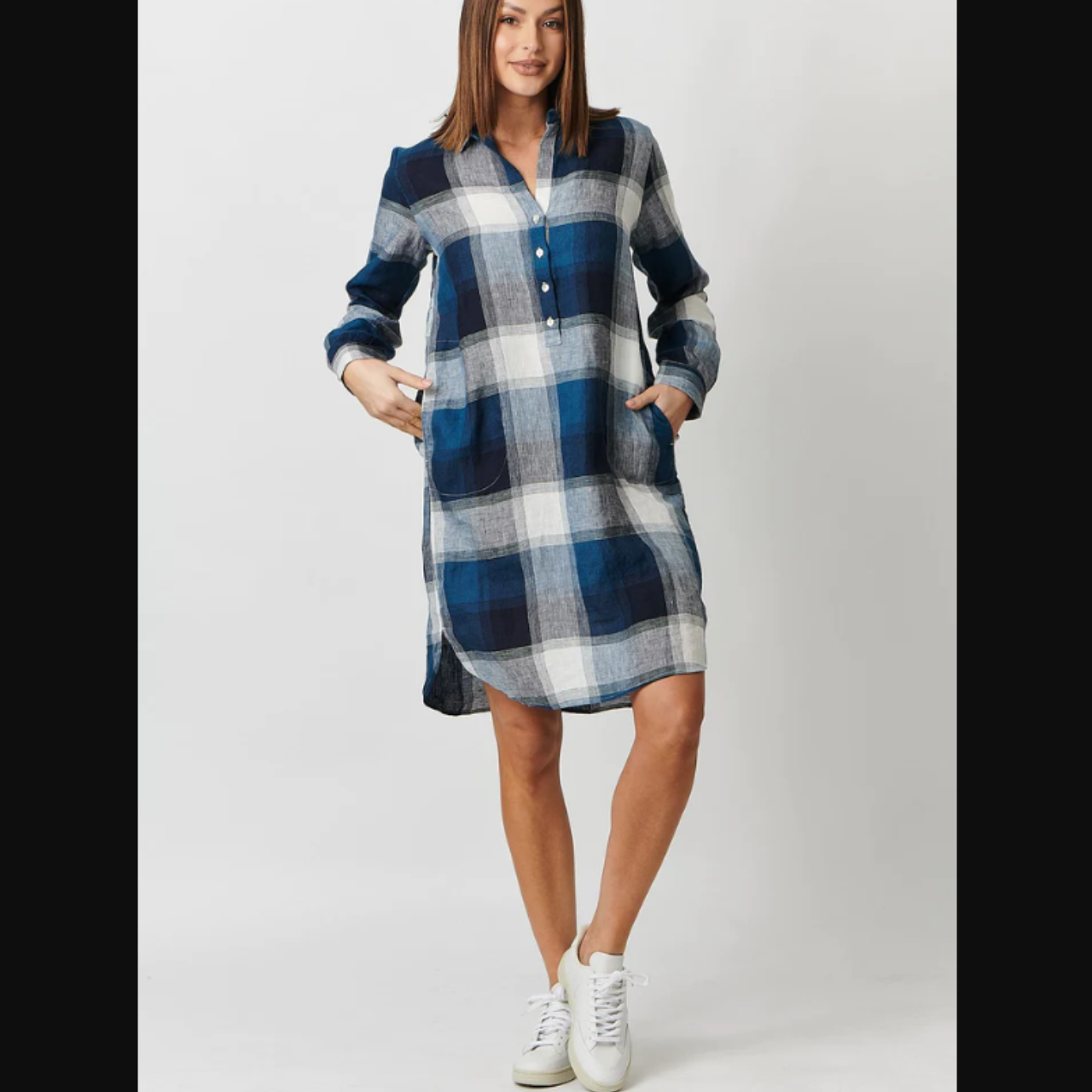 Checked Long Sleeve Dress Women's Check Dress Long Sleeve Maxi Ally Fashion