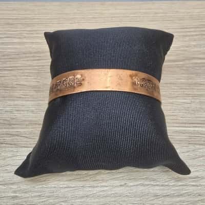Vintage Solid Copper Zodiac Cuff Bracelet – Hand-Stamped Astrology Symbols – 1950s–1970s