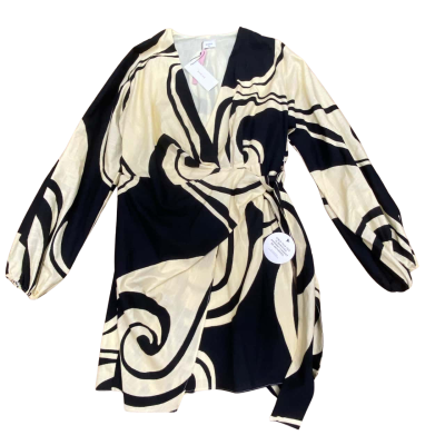 BNWT Sheike Womens  Size 18 / Plus Size Ocean Swirl Mini Dress Black  / Yellow 