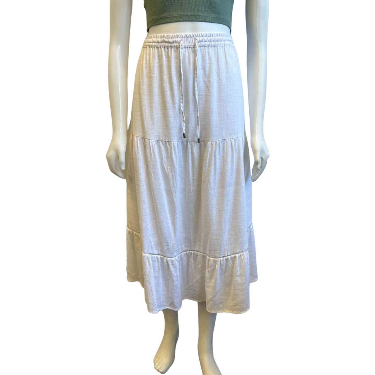 Jeanswest Womens Size 10 Linen Midi Skirt White (s)