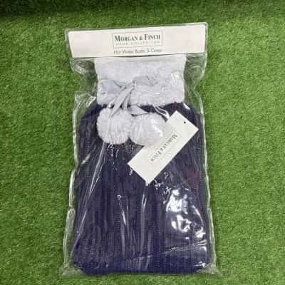 Morgan & Finch Navy Knit Hot Water Bottle & Cover (New)