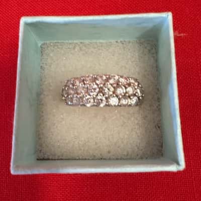 Women's 925 Silver Paved Set Band Ring featuring Multi Rows of Small Closely Set Stones