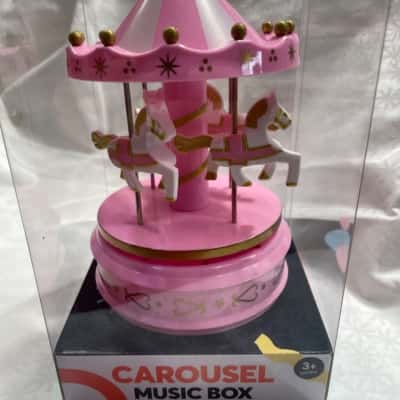 PINK Carousel Music Box NEW IN BOX