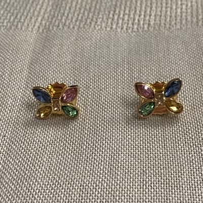 Womens Mimco Multicoloured Gold Tone Butterfly Stud Earrings