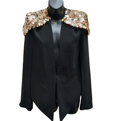 SASS & BID 'Repeated Measures' Size 6 Silk Sleeve Jacket in Black