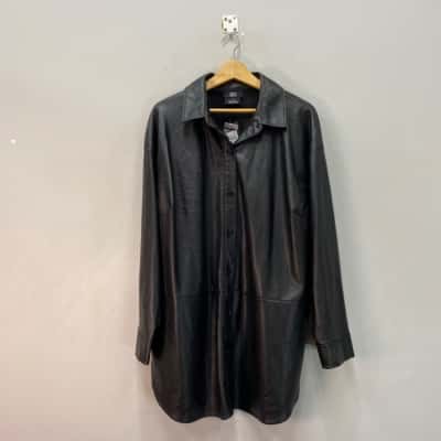 CCX Womens Jacket/ Oversized Shirt Size S Black Faux Sift Leather (PU)