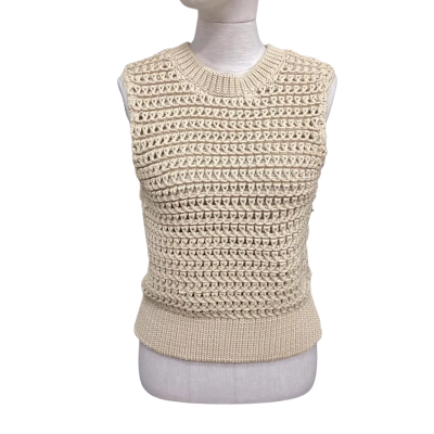 COS Size XS Sleeveless Crocheted Top Brown 