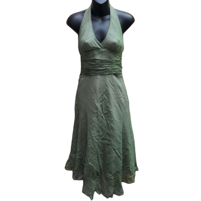 New With (Old) Tags RIKI NATHAN 90's Y2k 100% Silk Halter Neck Midi Dress