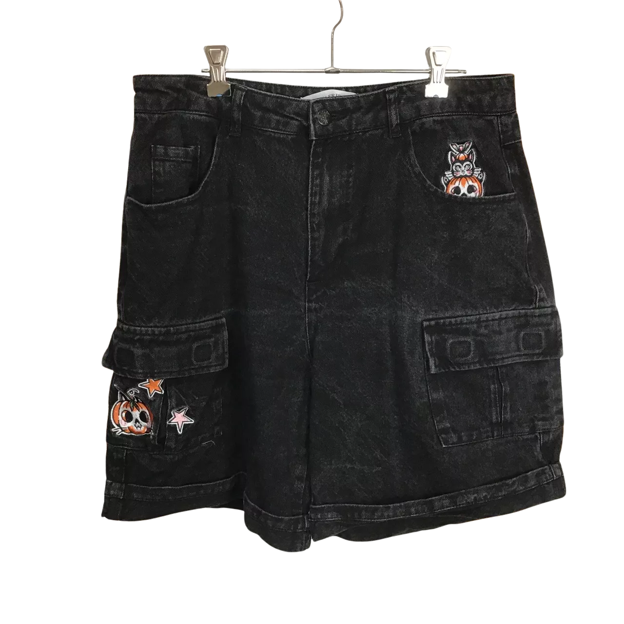 Black Friday 'Cat-O-Lantern' Black Denim Shorts