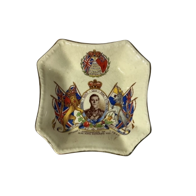 Vintage Coronation of H.M. King Edward VIII Small Square Ceramic Dish (1937)