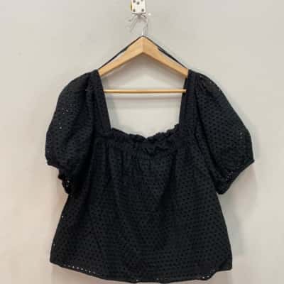 Seed Heritage Womens  Size 14 Short Sleeve Top Black  