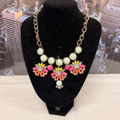 Statement Costume Jewellery.  Gold Tone and Pastel Colours 