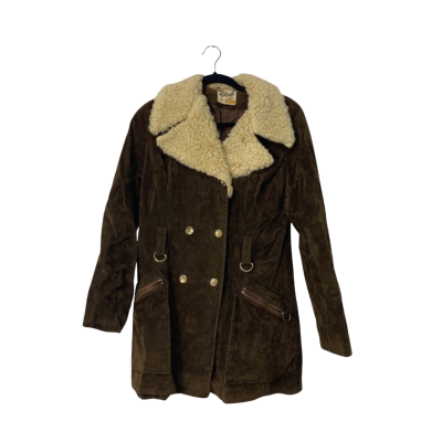 Towncraft  vintage Womens faux Fur collar Coat Size 14 Brown 