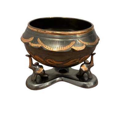Metal Elephant Decorative Bowl on Stand 