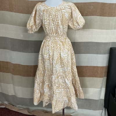 Seed Womens  Size 8 Maxi Dress Nude / Pattern / White 
