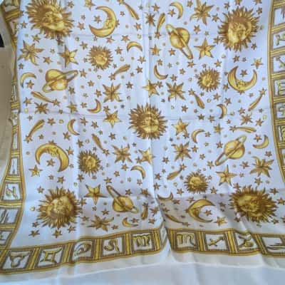 MARIA CALLAS Scarf in a Celestial pattern in Gold / White 