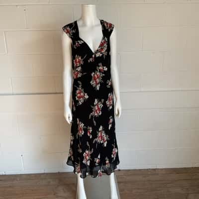 Vintage 90s Country Road Womens  Size 14 Midi Dress Floral 