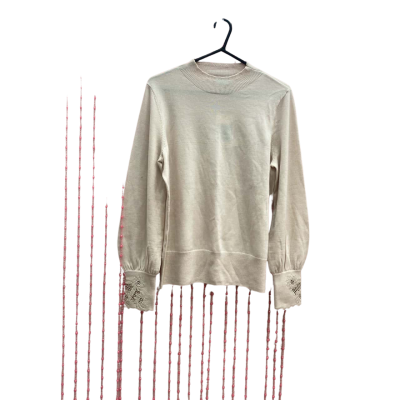 Blue Illusion Womens Size M Bright Beige Embroidered Knit Top