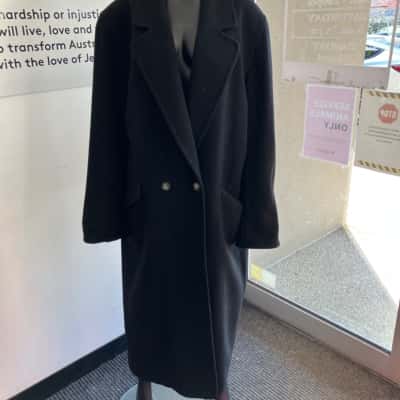 Perri Cutten Womens Pure Wool Australian made Size 14 Black Coat. 