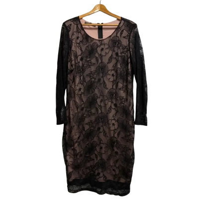 Liz Jordan Women’s Size 16 Black & Pink Lacey Floral Dress
