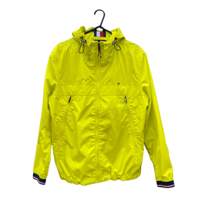 Mens Tommy Hilfiger Size L Hooded Jacket Neon Yellow 