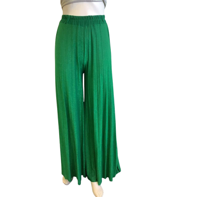BNWT Urban Luxury Women's Size S Wide Leg Pleated Pant Glitter Green 