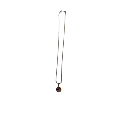 Silver Tone Chain W/ Murano Glass Pendant 