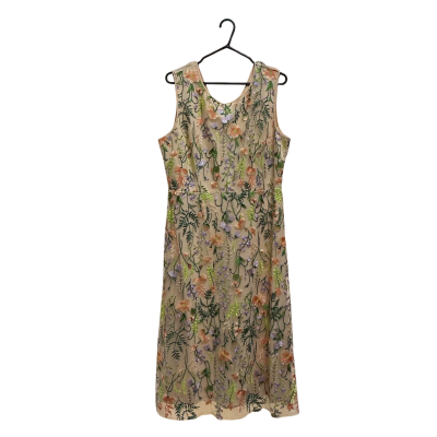 Liz Jordan Womens  Size 16 Midi Dress Floral / Natural 