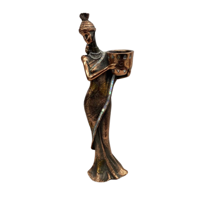Vintage African Tribal Woman Candle Holder Ornament 