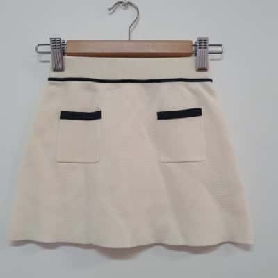 Seed Heritage Girl's Size 4 Knit Skirt Cream & Navy - New With Tags