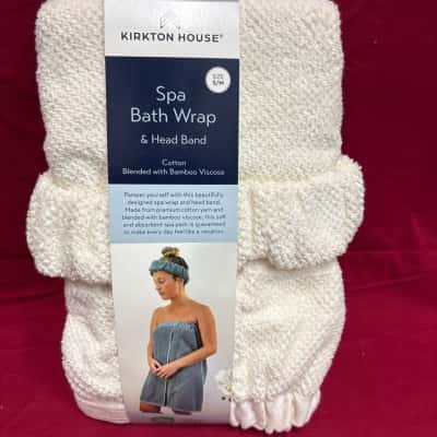  Kirton House Women's Spa Bath Wrap & Head Band Size S/ M  Off White 