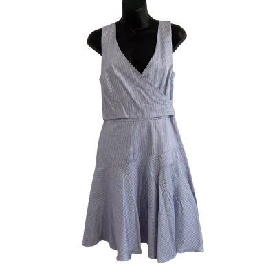 Portmans Womens  Size 10 Wrap Dress Blue Striped
