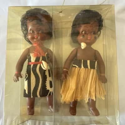Vintage Pacific Islander or Maori-style, plastic dolls from the 1960/ B2