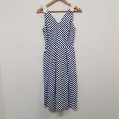Marcs Women's Size 6 Cutabout Stripe Dress Blue & Ivory - New With Tags