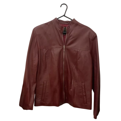  L’Aurore Size S Leather Jacket Maroon 