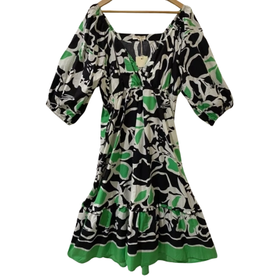 Adrift Womens  Size XL Maxi Dress Black  / Green / White 