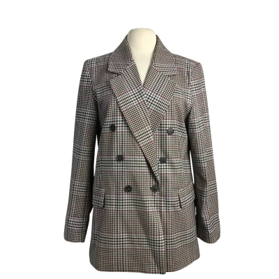 Sportsgirl Womens  Size 14 Double Breasted Check Blazer 