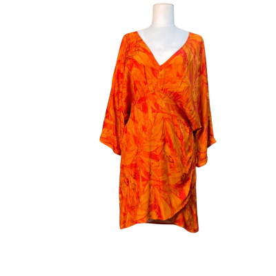 Wayne Cooper Womens  Size 10 Wrap Dress Burnt Orange / Pattern 