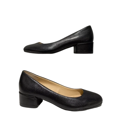 Dunne London Bracket Pump Womens  Size 36 Cushioned Block Heels Black Leather