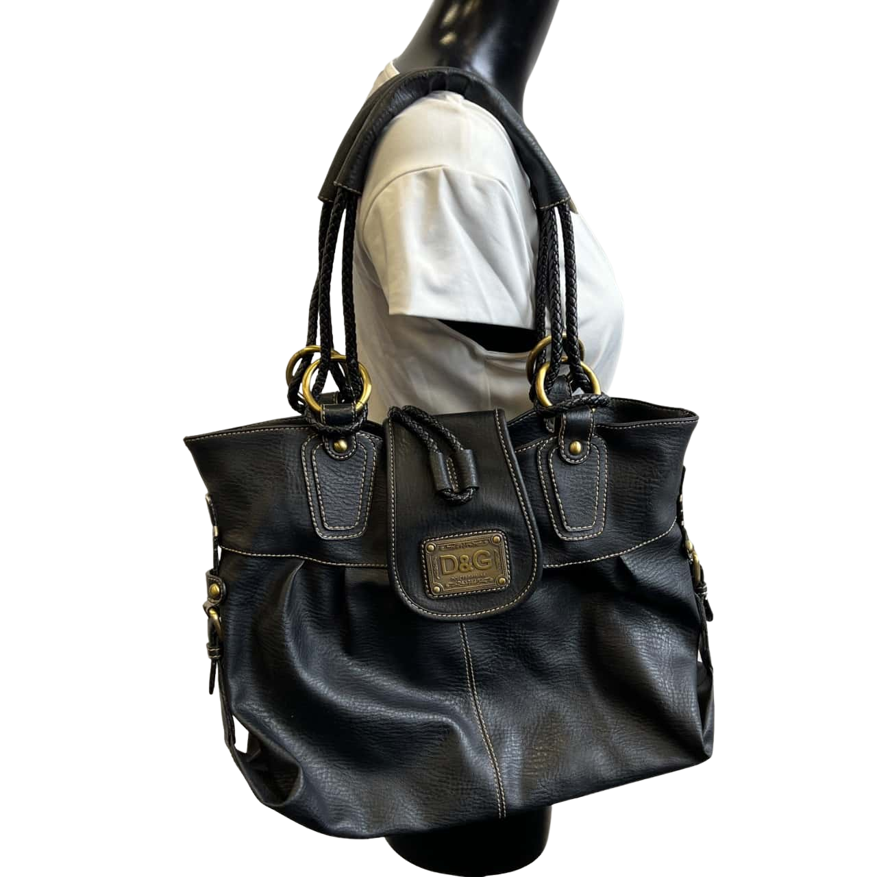 Dolce & Gabbana Womens Leather Tote Handbag Black