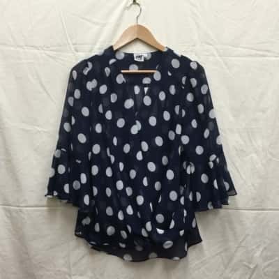Maglia Womens Size 12 Navy Blue/White Blouse RRP: $85.95