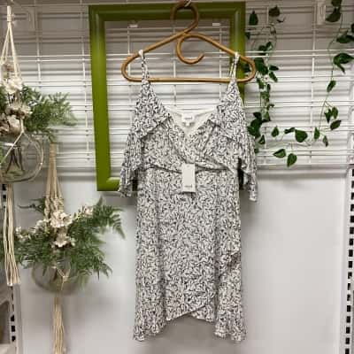 Seed Womens Brand New With Tags Mini Floral Dress Black  / White 