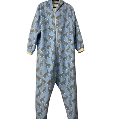 Peter Alexander Womens Bunny Print Hooded Onesie with a Front Zipper Size L Blue 