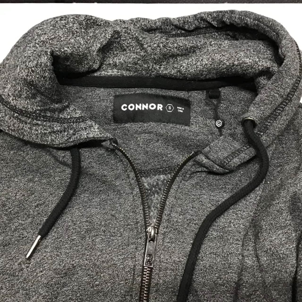 Connor Mens Size S Charcoal Grey Front Zipper / Fleece Hood Jacket (s)