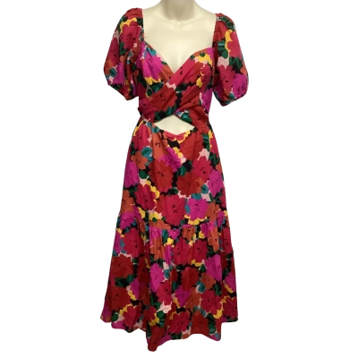 Atmos&Here Womens  Size 12 Fairlight Open Back Linen Blend Midi Dress BNWT