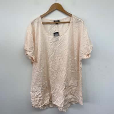 Autograph Blush Short Sleeve Pocket Tunic Top  Size 20 